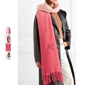 Acne Studios Ombré Mohair Blend Fringe Scarf - Pink
